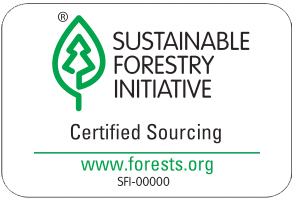 FSC Logo for LP record mailers. Sustainable Forestry Initiative Certified Sourcing